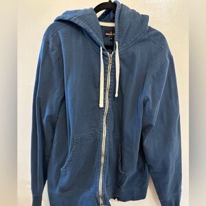 American Giant Men’s Blue Zip Up Hoodie, XL